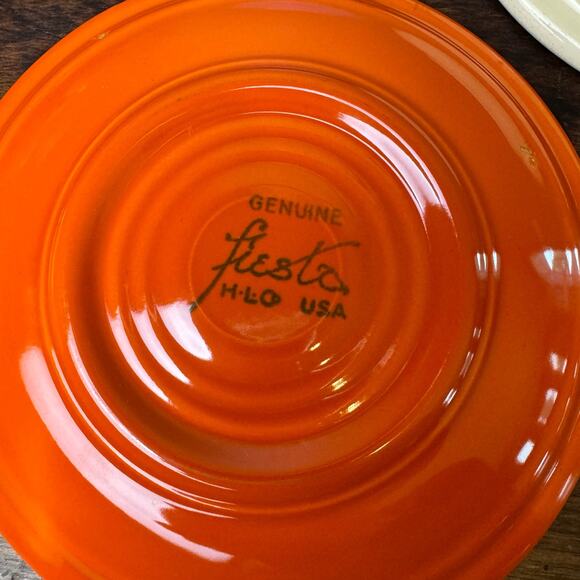 FiestaWare Set of 5 VINTAGE & Modern 6" Saucer Plate Ivory Red Light Green Rose - Picture 9 of 11